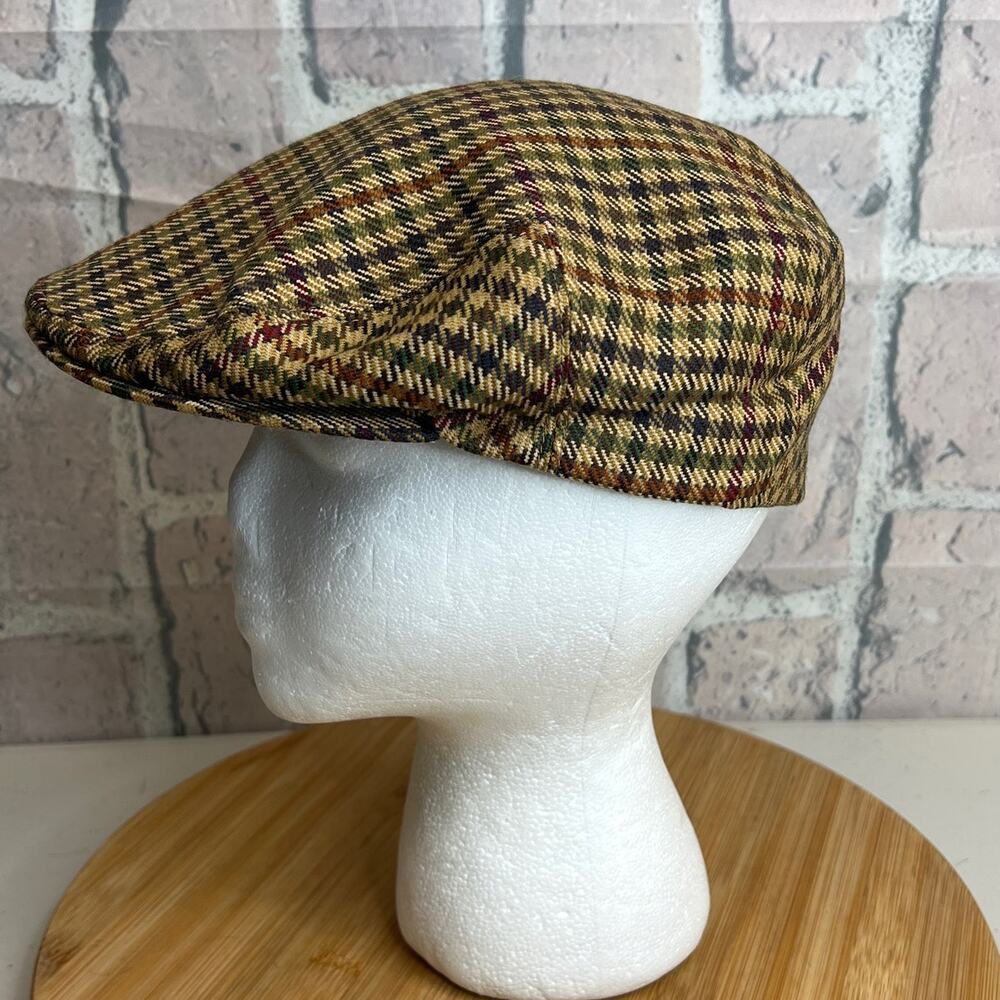 Brown and Green Houndstooth Flat Cap